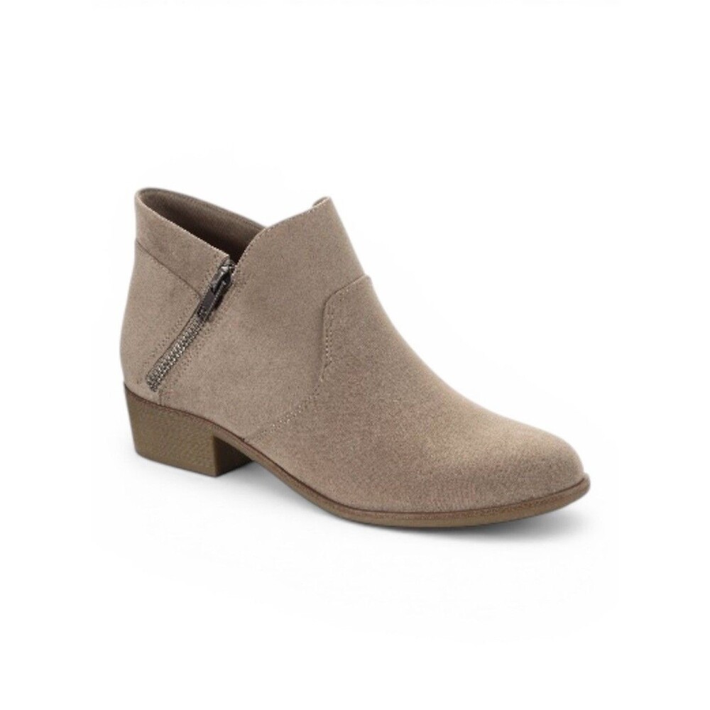 Sun + Stone Adelinee Womens Mushroom Taupe Suede Double Zip Booties Size 9.5